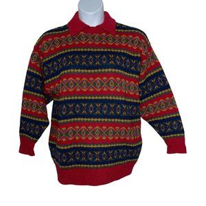 Rare Laura Ashley Vintage 80's Wool Great Britain Christmas Holiday Sweater O/S